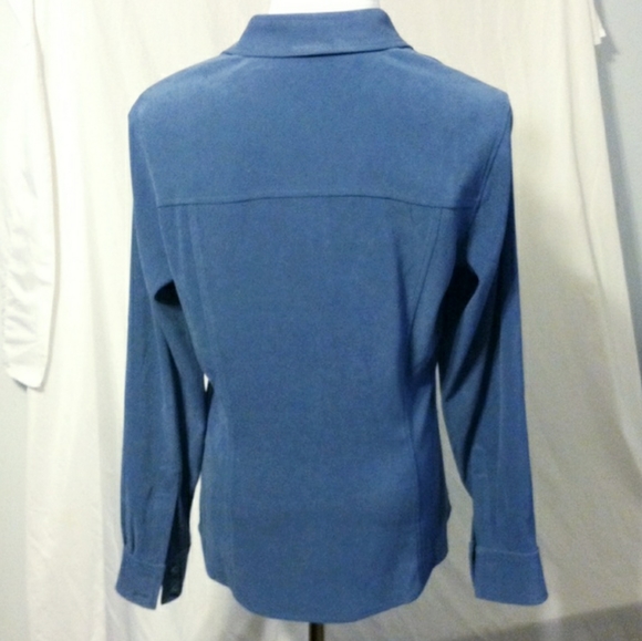 Talbots Stretch Blue Ultra Suede Top sz Sm - Picture 2 of 2